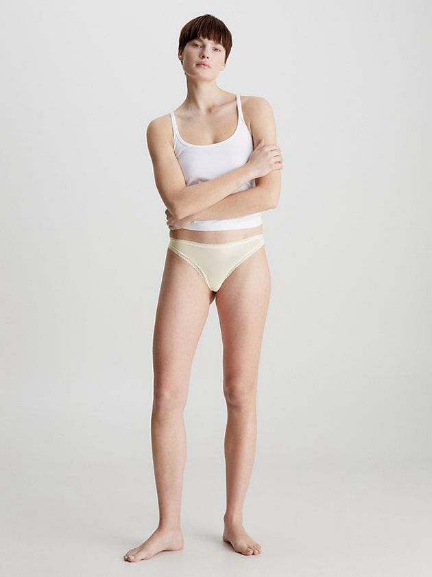 Yellow Calvin Klein Bottoms Up Women Thong | EBWP-10345