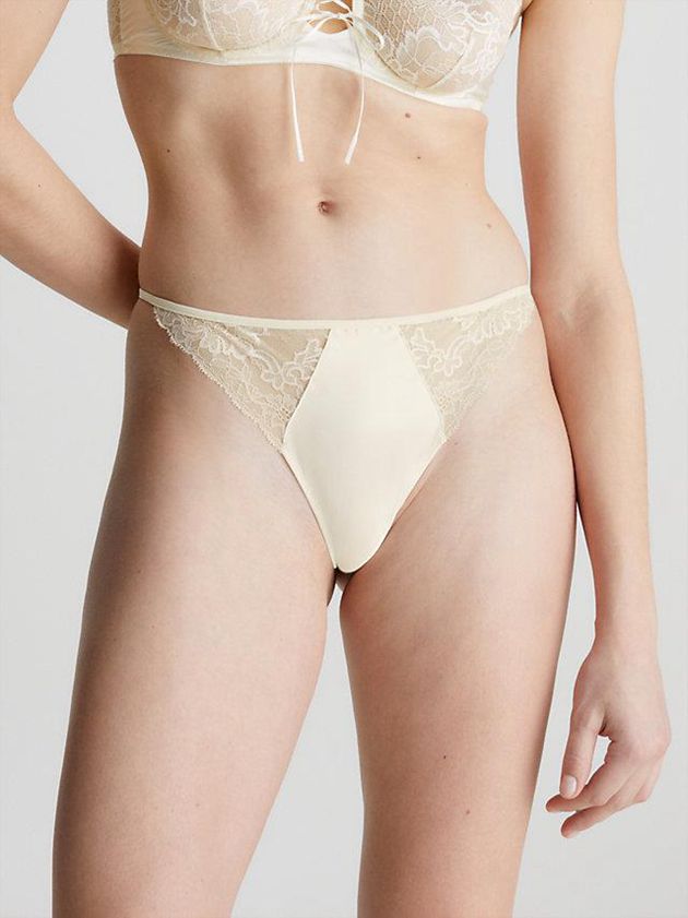 Yellow Calvin Klein Lace Women Thong | XZGB-28613