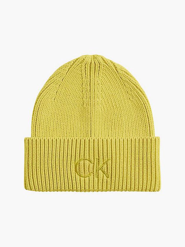 Yellow Calvin Klein Organic Cotton Blend Women Beanie | IDJZ-92638