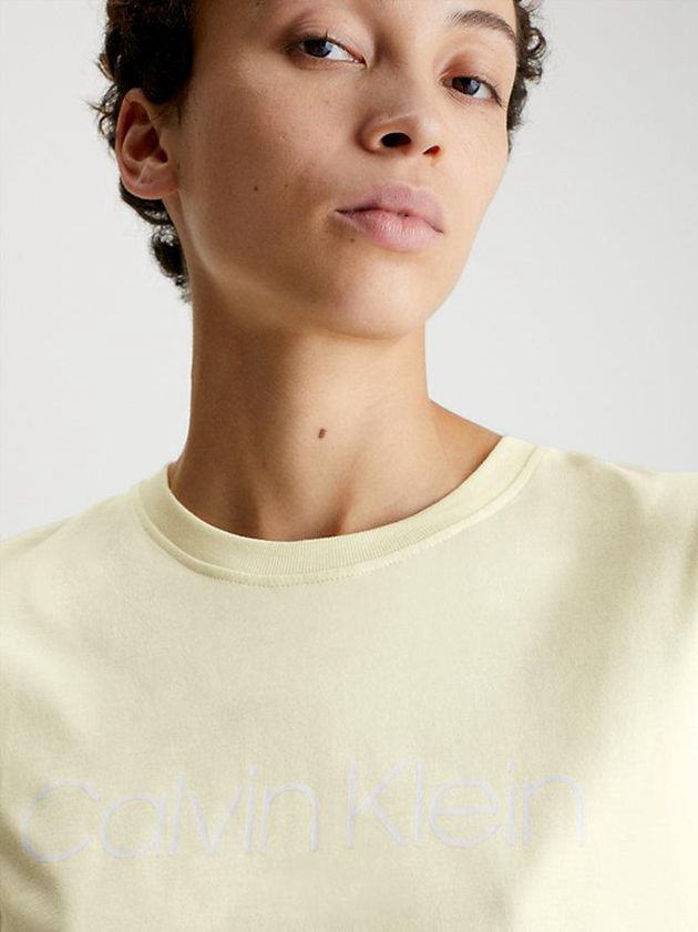 Yellow Calvin Klein Organic Cotton Logo Women T-Shirt | SGDU-42078