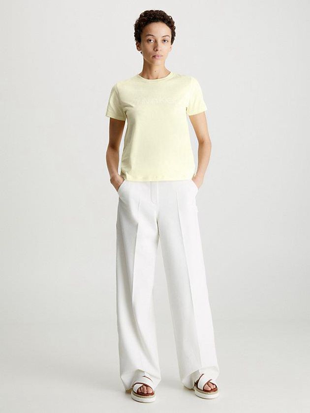 Yellow Calvin Klein Organic Cotton Logo Women T-Shirt | SGDU-42078
