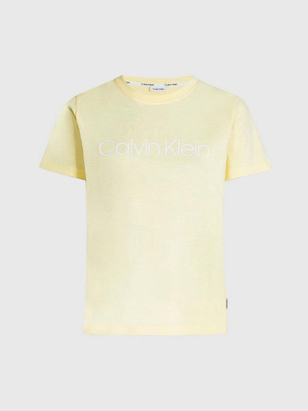 Yellow Calvin Klein Organic Cotton Logo Women T-Shirt | SGDU-42078