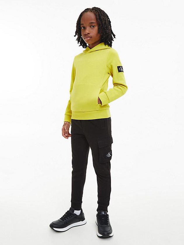 Yellow Calvin Klein Peached Terry Boys's Hoodie | KZGI-82370
