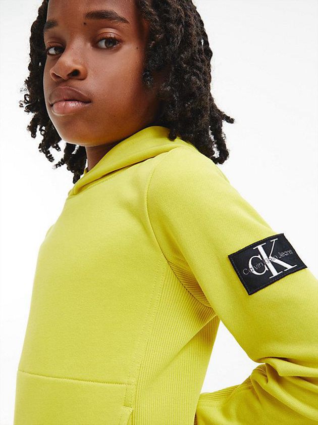 Yellow Calvin Klein Peached Terry Boys's Hoodie | KZGI-82370