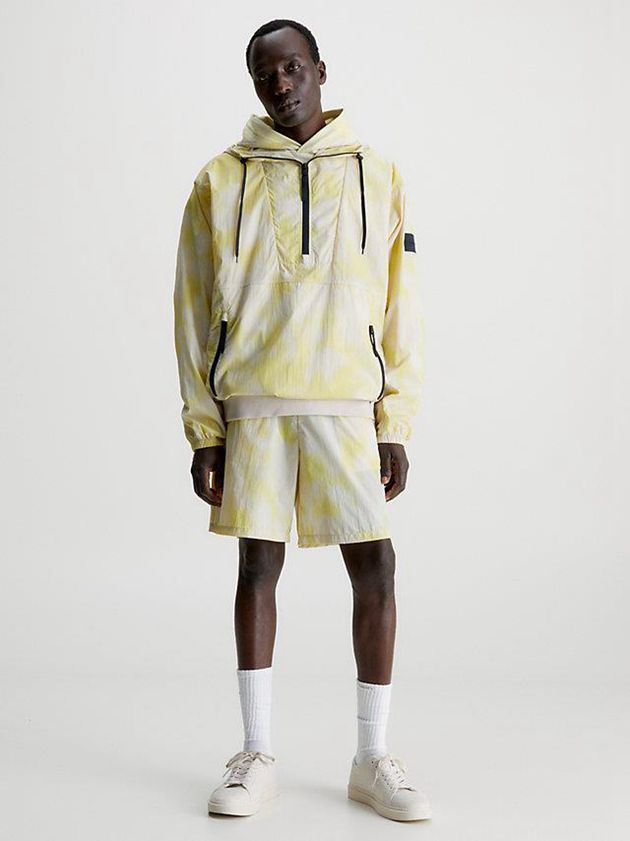 Yellow Calvin Klein Relaxed Camo Print Windbreaker Men Jacket | IETX-40952
