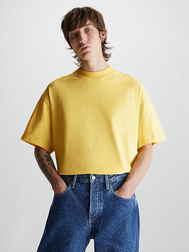 Yellow Calvin Klein Unisex Oversized Women T-Shirt | XNLB-64859