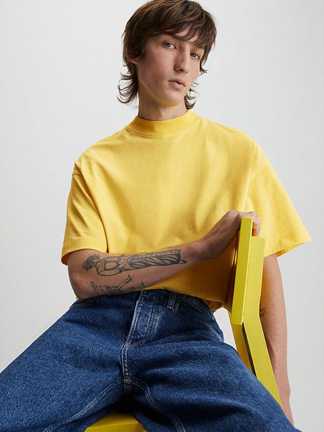 Yellow Calvin Klein Unisex Oversized Women T-Shirt | XNLB-64859