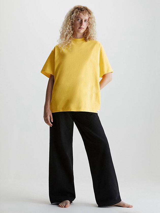 Yellow Calvin Klein Unisex Oversized Women T-Shirt | XNLB-64859