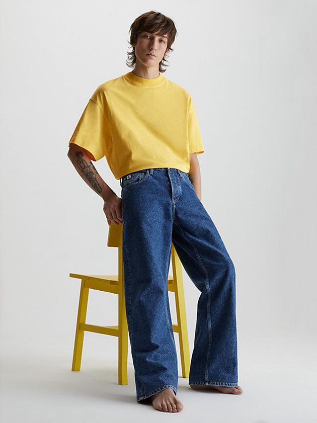 Yellow Calvin Klein Unisex Oversized Women T-Shirt | XNLB-64859