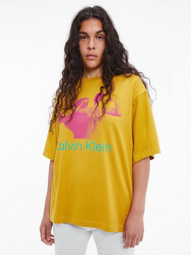 Yellow Calvin Klein Unisex Printed - CK Standards Women T-Shirt | ALBS-89130