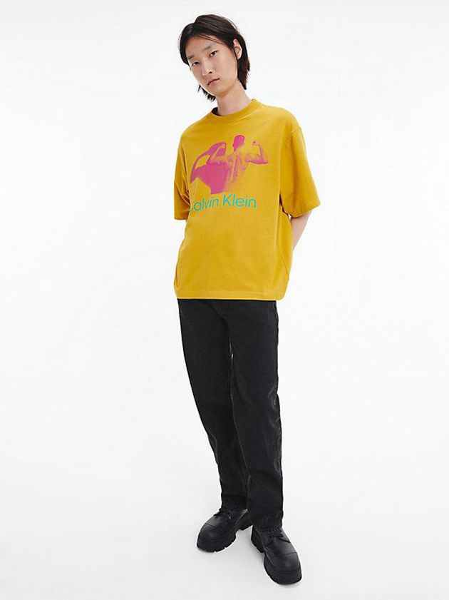 Yellow Calvin Klein Unisex Printed - CK Standards Women T-Shirt | ALBS-89130