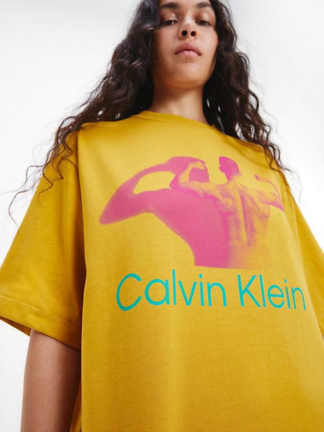 Yellow Calvin Klein Unisex Printed - CK Standards Women T-Shirt | ALBS-89130