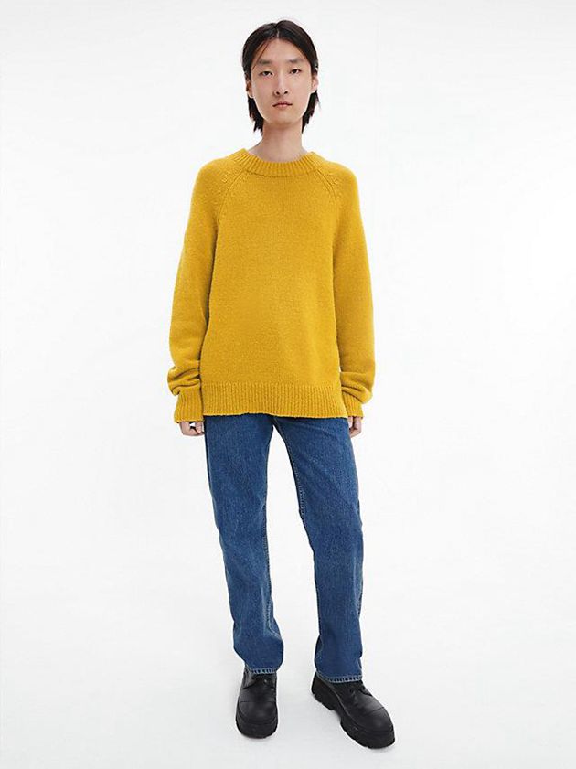 Yellow Calvin Klein Unisex Wool Blend Jumper - CK Standards Women Sweater | VZSB-76584