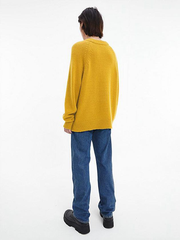 Yellow Calvin Klein Unisex Wool Blend Jumper - CK Standards Women Sweater | VZSB-76584