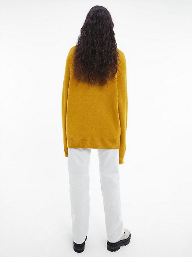 Yellow Calvin Klein Unisex Wool Blend Jumper - CK Standards Women Sweater | VZSB-76584