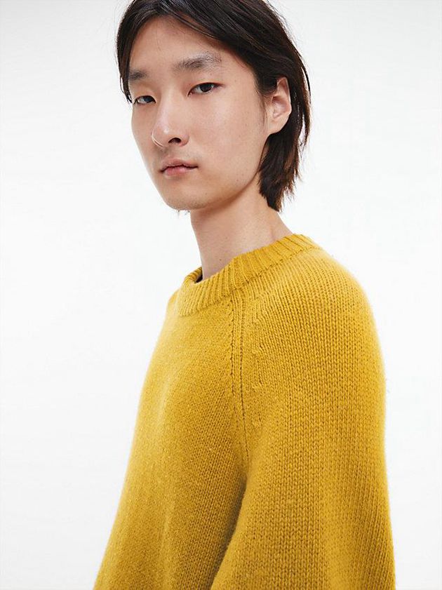 Yellow Calvin Klein Unisex Wool Blend Jumper - CK Standards Women Sweater | VZSB-76584